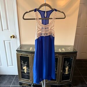 Royal Blue Crochet Sleeveless Top